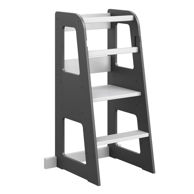 Montessori virtuvės bokštelis reguliuojamo aukščio (juoda+balta)  1