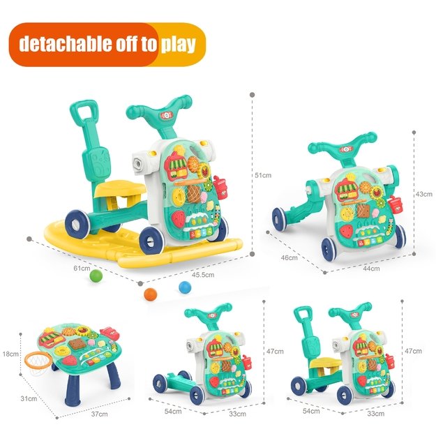 WOOPIE BABY Multifunkcinis vaikštynė–žaislas 5in1 mėlynas (1+)