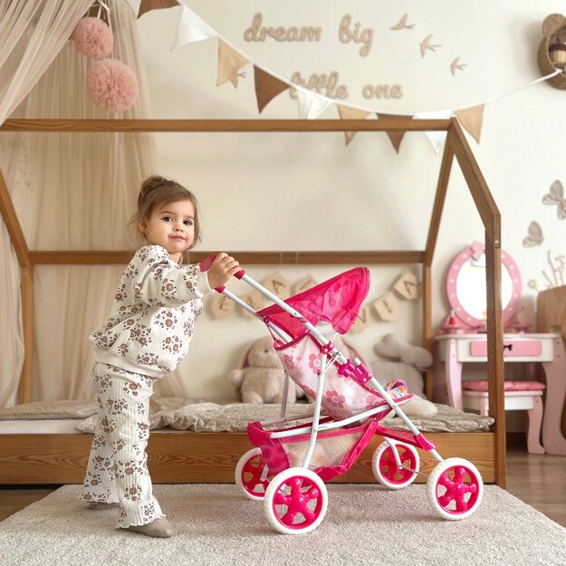 WOOPIE ROYAL Lėlių vežimėlis – gėlių rašto skėtinis vežimėlis 1