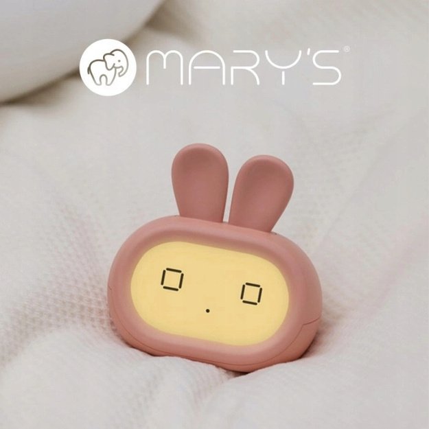 MARY’S rožinis triušio LED žadintuvas su naktine lempute