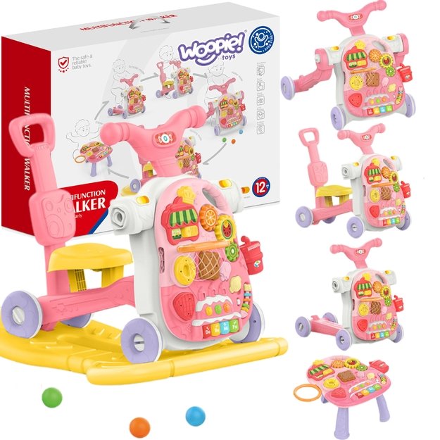 WOOPIE BABY Multifunkcinis 5-in-1 rožinis vaikštynės rinkinys (nuo 1 metų)