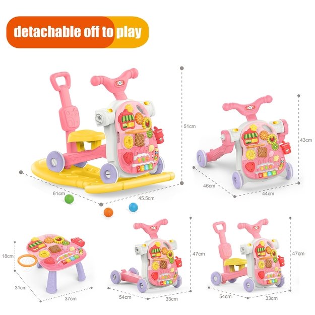WOOPIE BABY Multifunkcinis 5-in-1 rožinis vaikštynės rinkinys (nuo 1 metų)