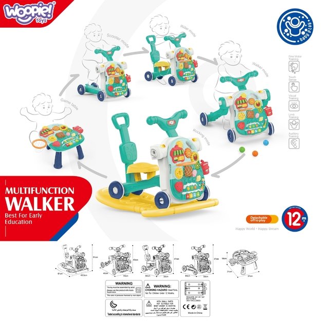 WOOPIE BABY Multifunkcinis 5-in-1 rožinis vaikštynės rinkinys (nuo 1 metų)
