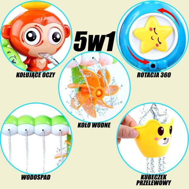 WOOPIE BABY Vandens žaislas maudynėms „Beždžionėlė“ + puodelis 12