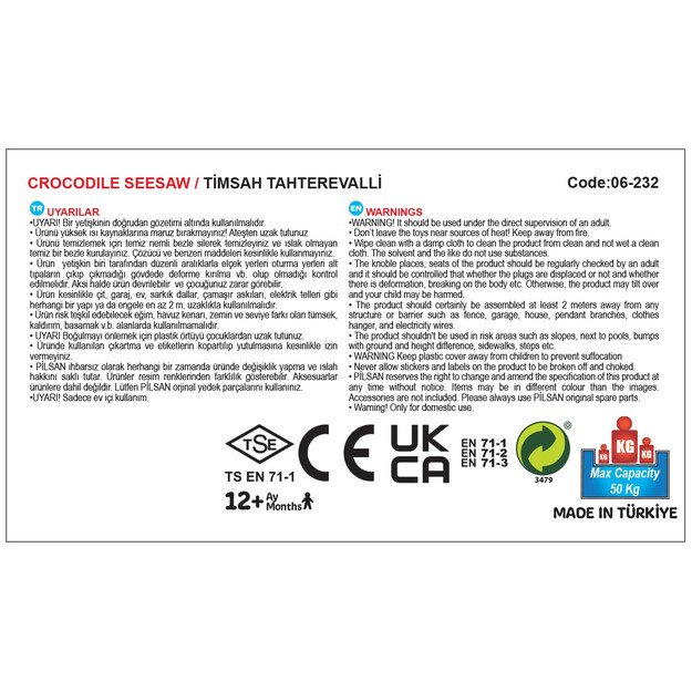 WOOPIE Krokodilo formos sūpynės–balansinis supamasis žaislas (daugia­vietis) 7