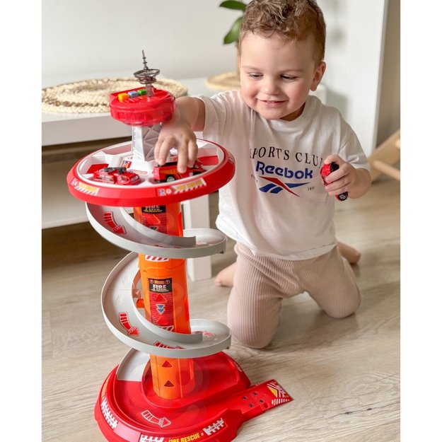 WOOPIE Spiralinė trasa – garažas automobiliukams (3 vnt.) 1