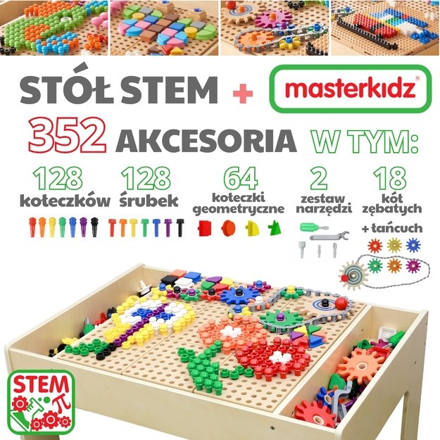 MASTERKIDZ Medinis edukacinis stalas su priedais „STEM Wall“ 1