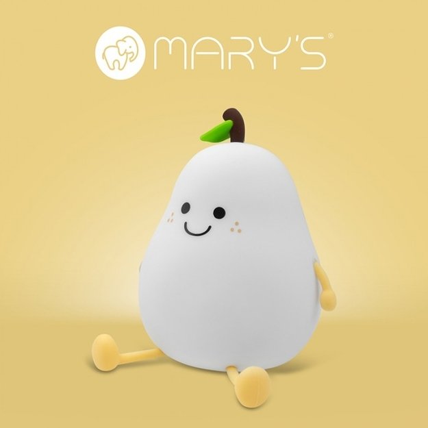 MARY'S LED naktinė lempa vaikams „Kriaušė“ – balta, su RGB spalvų režimu