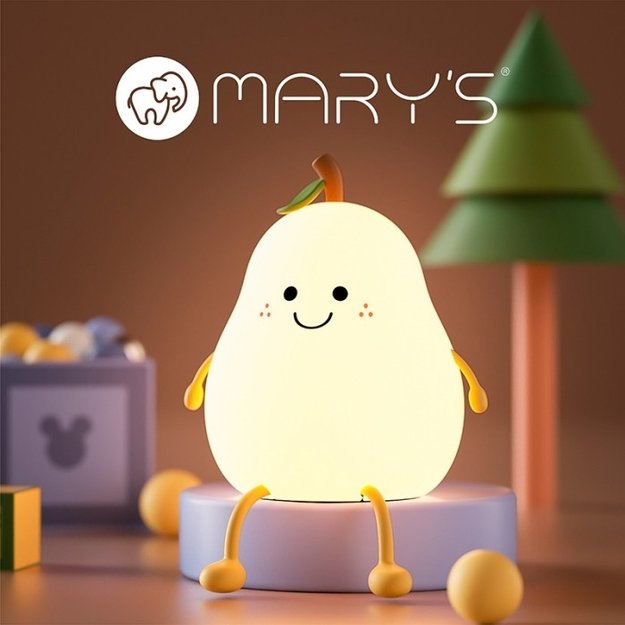 MARY'S LED naktinė lempa vaikams „Kriaušė“ – balta, su RGB spalvų režimu 1