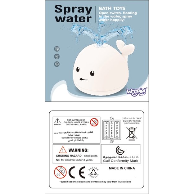 WOOPIE BABY Vonios žaislas „Banginis“ – vandens fontanas su LED apšvietimu 13