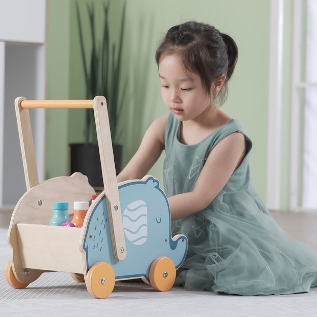 VIGA PolarB medinis 2in1 vežimėlis–stumdukas „Drambliukas“ 6