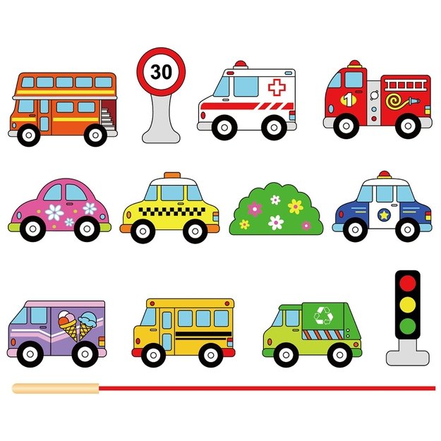 VIGA medinis vėrimo žaidimas „Automobiliai“ Montessori 14