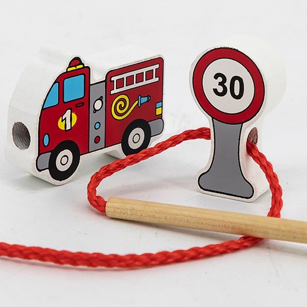 VIGA medinis vėrimo žaidimas „Automobiliai“ Montessori 8