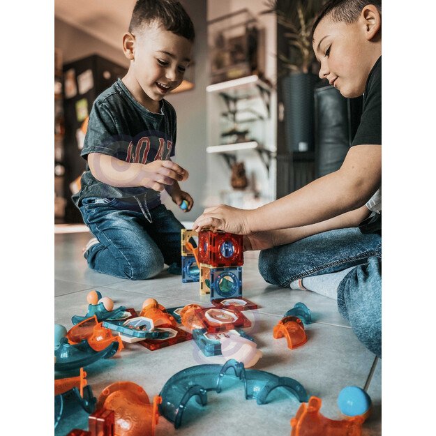 WOOPIE 49 dalių magnetinis rutuliukų trasa su šviesos efektais 4