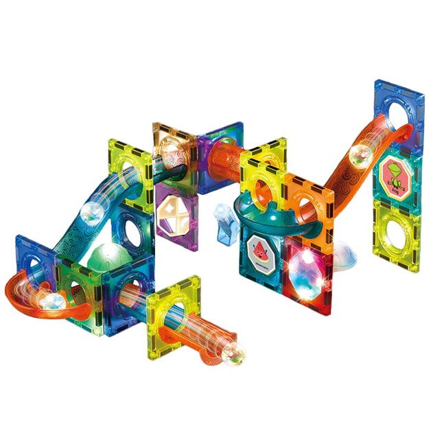 WOOPIE 49 dalių magnetinis rutuliukų trasa su šviesos efektais 15