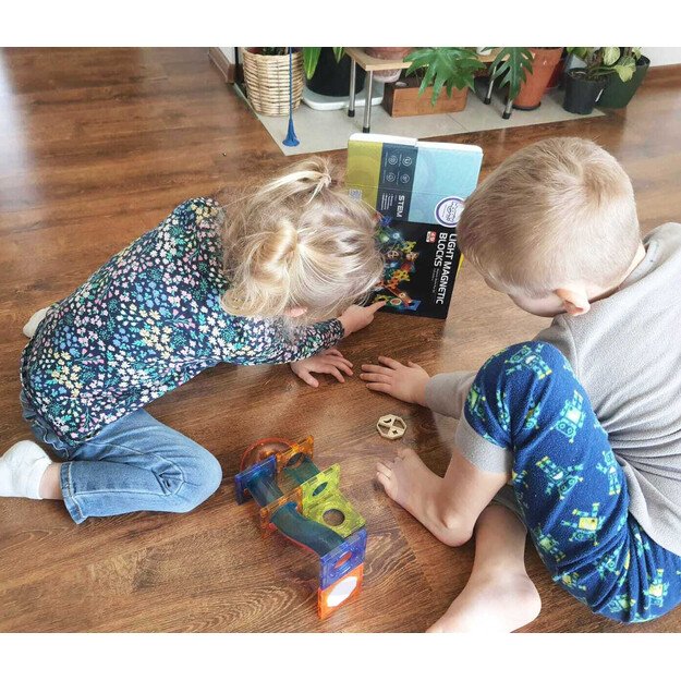 WOOPIE 49 dalių magnetinis rutuliukų trasa su šviesos efektais 14