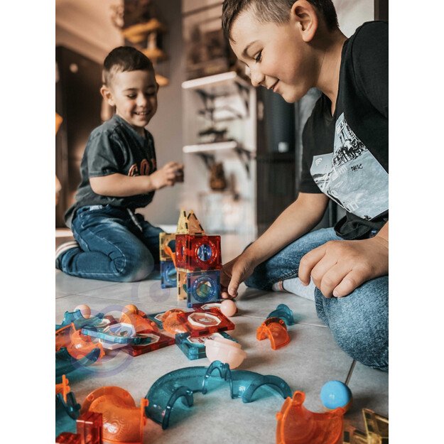 WOOPIE 49 dalių magnetinis rutuliukų trasa su šviesos efektais 10