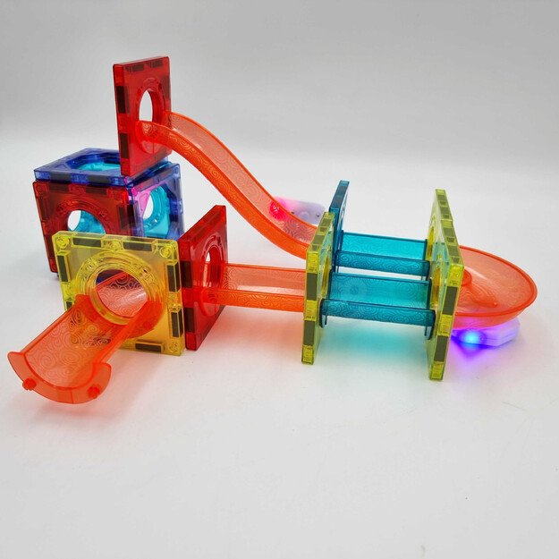 WOOPIE 49 dalių magnetinis rutuliukų trasa su šviesos efektais 12