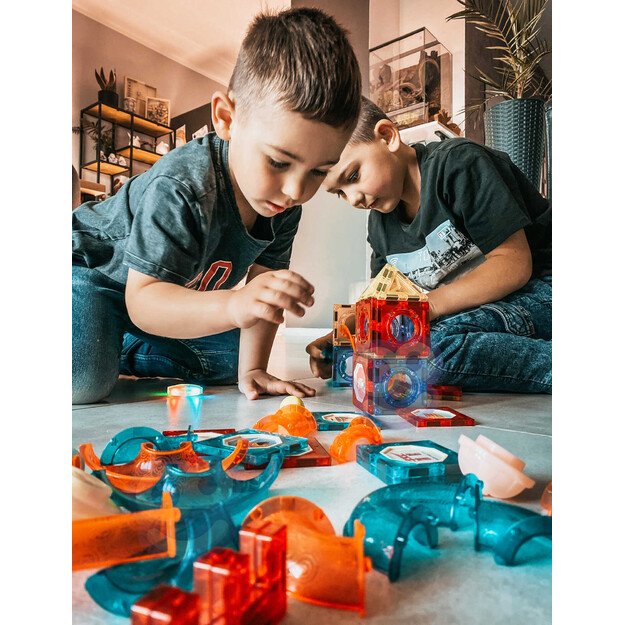 WOOPIE 49 dalių magnetinis rutuliukų trasa su šviesos efektais 9