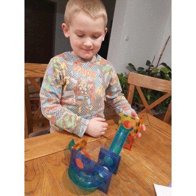 WOOPIE 49 dalių magnetinis rutuliukų trasa su šviesos efektais