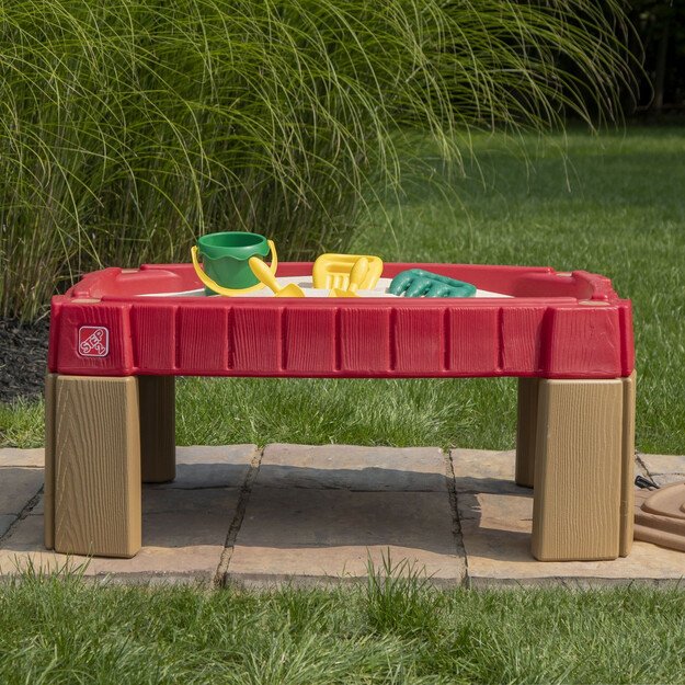 STEP2 didelė smėlio dėžė–stalas su dangčiu ir automobilių trasa 5