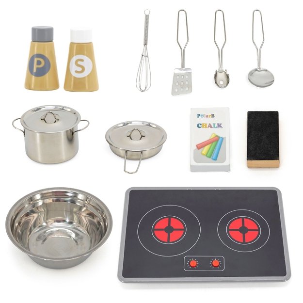 PolarB medinė virtuvė su šviesos ir garso efektais bei priedais 4