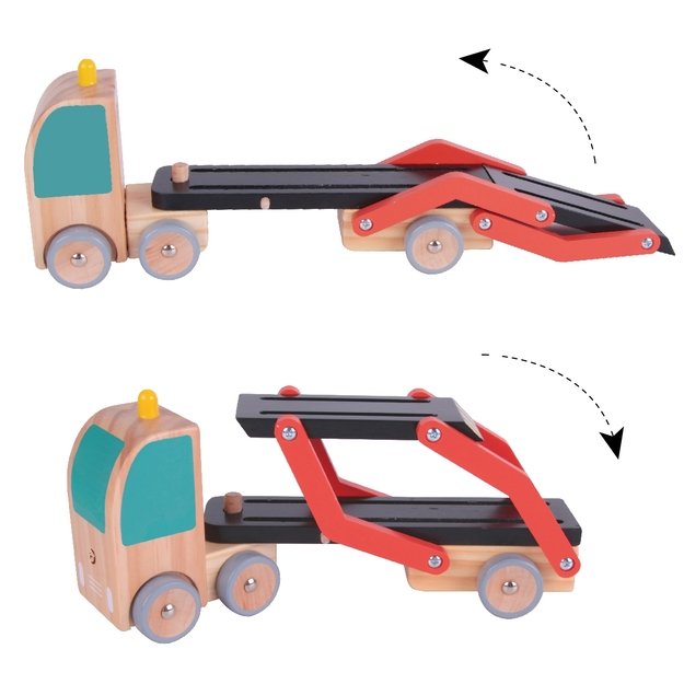 Medinė Autovežio Mašina su 3 Automobiliukais