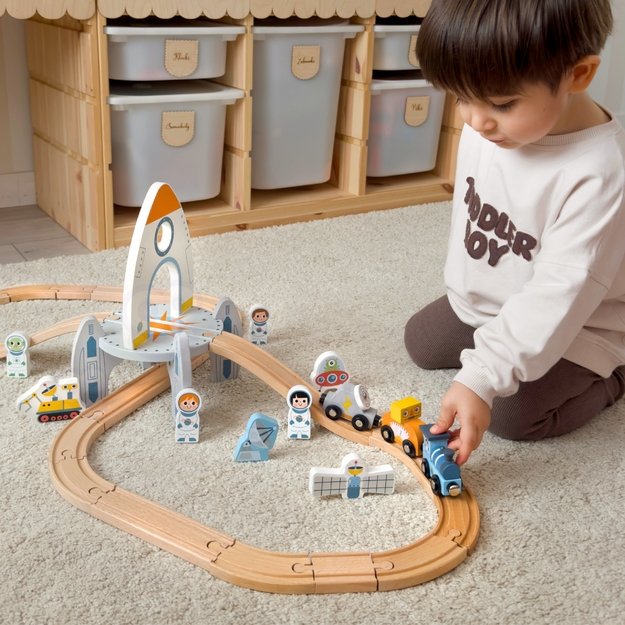 TOOKY TOY Medinis traukinio bėgių rinkinys	