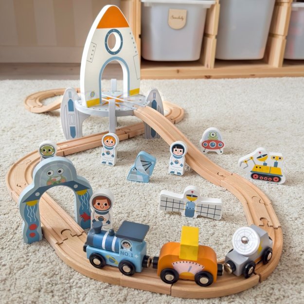 TOOKY TOY Medinis traukinio bėgių rinkinys	