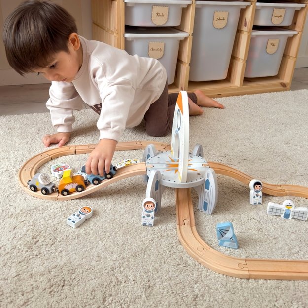 TOOKY TOY Medinis traukinio bėgių rinkinys	