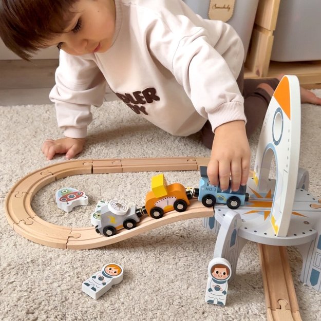TOOKY TOY Medinis traukinio bėgių rinkinys	