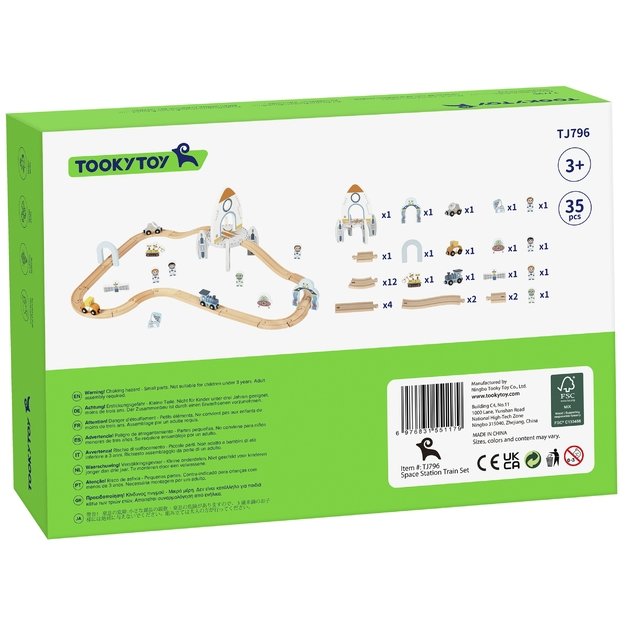 TOOKY TOY Medinis traukinio bėgių rinkinys	