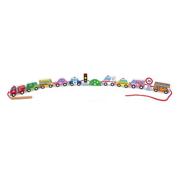 VIGA medinis vėrimo žaidimas „Automobiliai“ Montessori 5