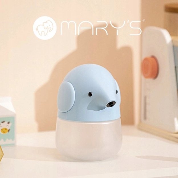 MARY’S mėlynas drambliuko formos automatinis muilo putų dozatorius