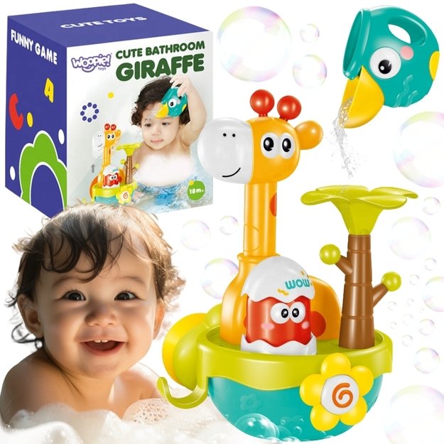 WOOPIE BABY Vonios žaislas „Žirafa“ su piltuvėliu, tvirtinamas siurbtuku