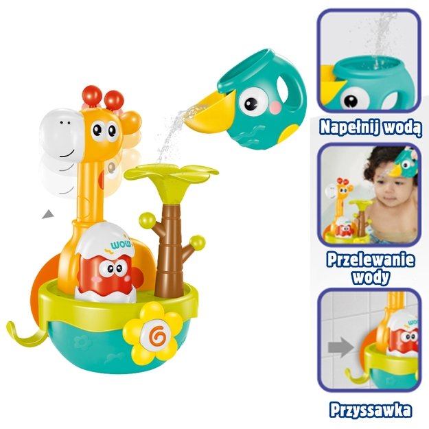 WOOPIE BABY Vonios žaislas „Žirafa“ su piltuvėliu, tvirtinamas siurbtuku 6