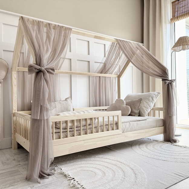 Tiulio užuolaida, baldakimas namelio tipo lovai (siauresniam stogeliui) 9