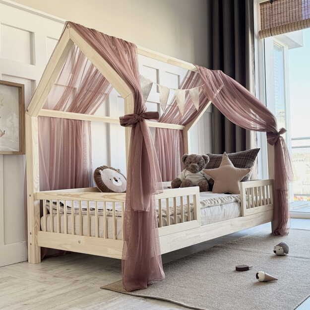 Tiulio užuolaida, baldakimas namelio tipo lovai (siauresniam stogeliui) 16