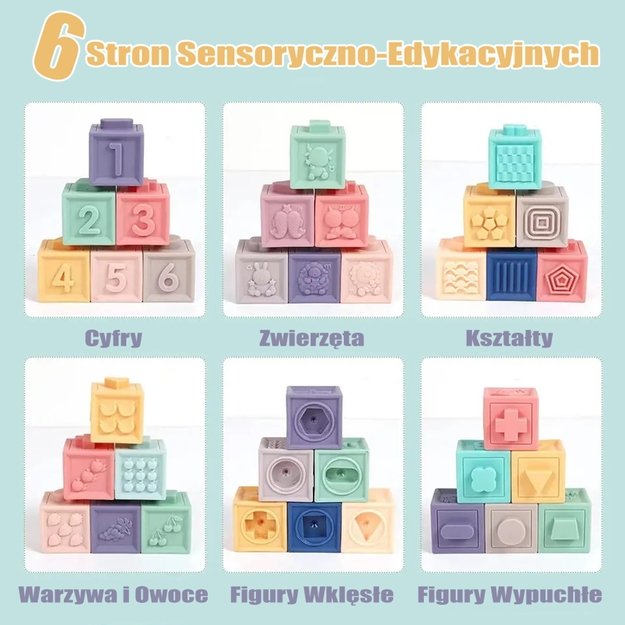 WOOPIE BABY sensoriniai kaladėlių rinkinys – spaudžiama dėlionė su garsais ir skaičių mokymu, 23 vnt.