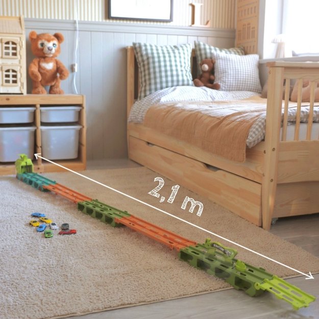 WOOPIE Žaislinis sunkvežimis–dinozauras su trasa automobiliukams 2,1 m 2