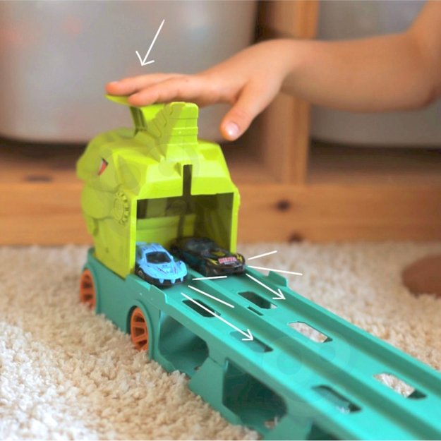 WOOPIE Žaislinis sunkvežimis–dinozauras su trasa automobiliukams 2,1 m 1