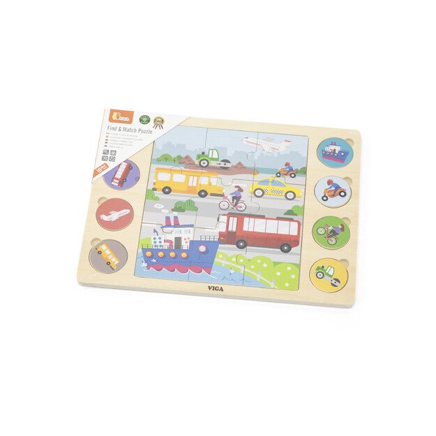 VIGA medinė dėlionė „Atspėk pagal šešėlį“ – transporto priemonės, 17 el. 4