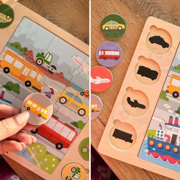 VIGA medinė dėlionė „Atspėk pagal šešėlį“ – transporto priemonės, 17 el. 7