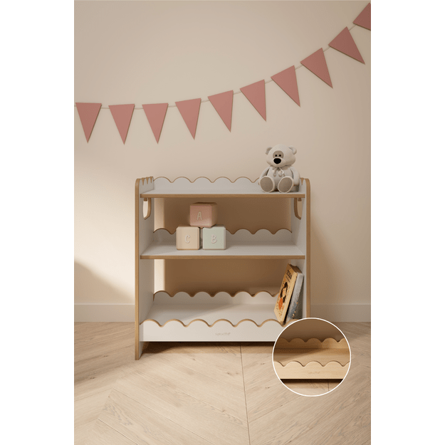 BUBBLE MAXI Balta Montessori knygų lentyna 2