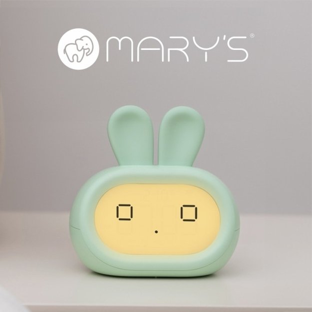 MARY’S žalias triušio LED žadintuvas su naktine lempute