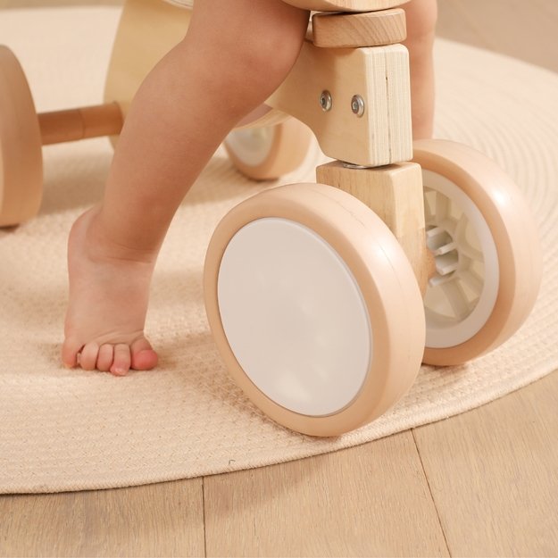 VIGA PolarB medinė paspirtukinė mašinėlė „Rudas meškiukas“ su minkštais ratukais 19