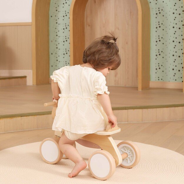 VIGA PolarB medinė paspirtukinė mašinėlė „Rudas meškiukas“ su minkštais ratukais 3