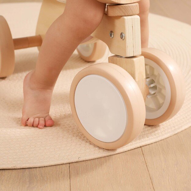 VIGA PolarB medinė paspirtukinė mašinėlė „Rudas meškiukas“ su minkštais ratukais 5