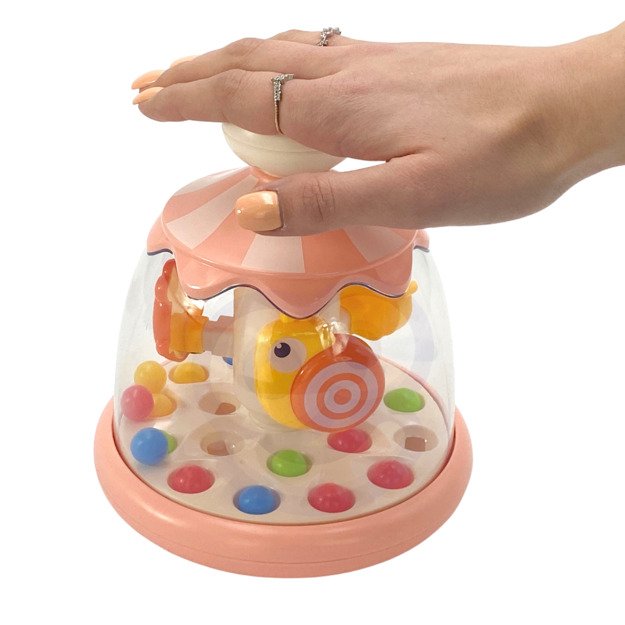 WOOPIE BABY Rožinis sukamasis žaislas su rutuliukais – karuselė