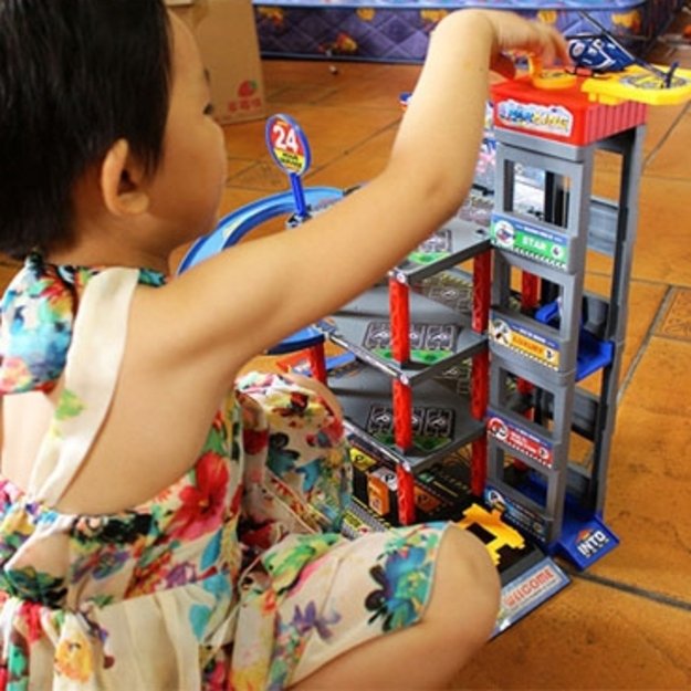 WOOPIE Daugiaaukštė automobilių stovėjimo aikštelė–garažas su plovykla, automobiliukais ir sraigtasparniu + priedai 12